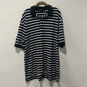 Polo Ralph Lauren Shirt Men’s 2XLT Black Striped Pima Soft Touch‎ Flesh Pony SS